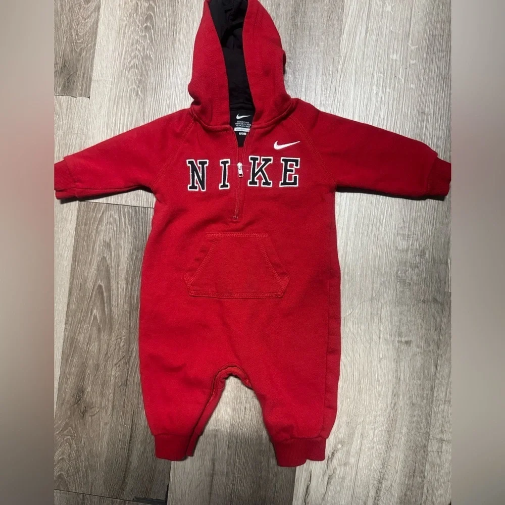 Nike Red Footies One Piece with Cozy Fleece